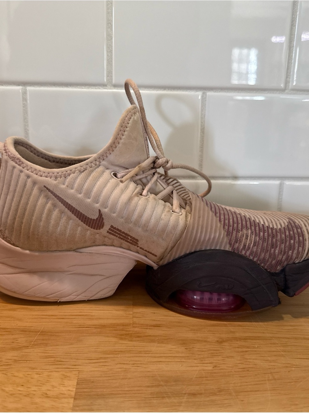Nike Women's Slip-On Athletic Shoes in Beige and Burgundy - Picture 9 of 14